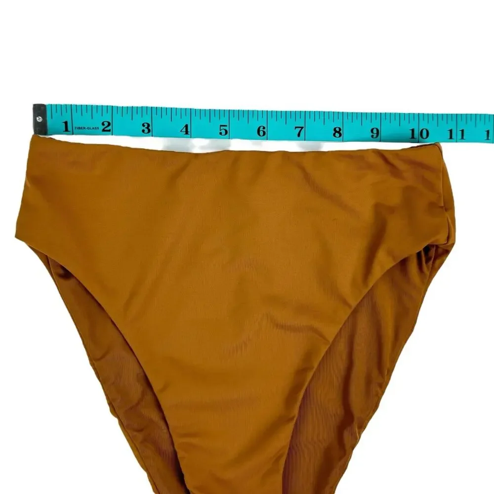 SKIMS Signature Swim Mid Waist High Cut Almond Brown Bikini Bottoms Swimsuit